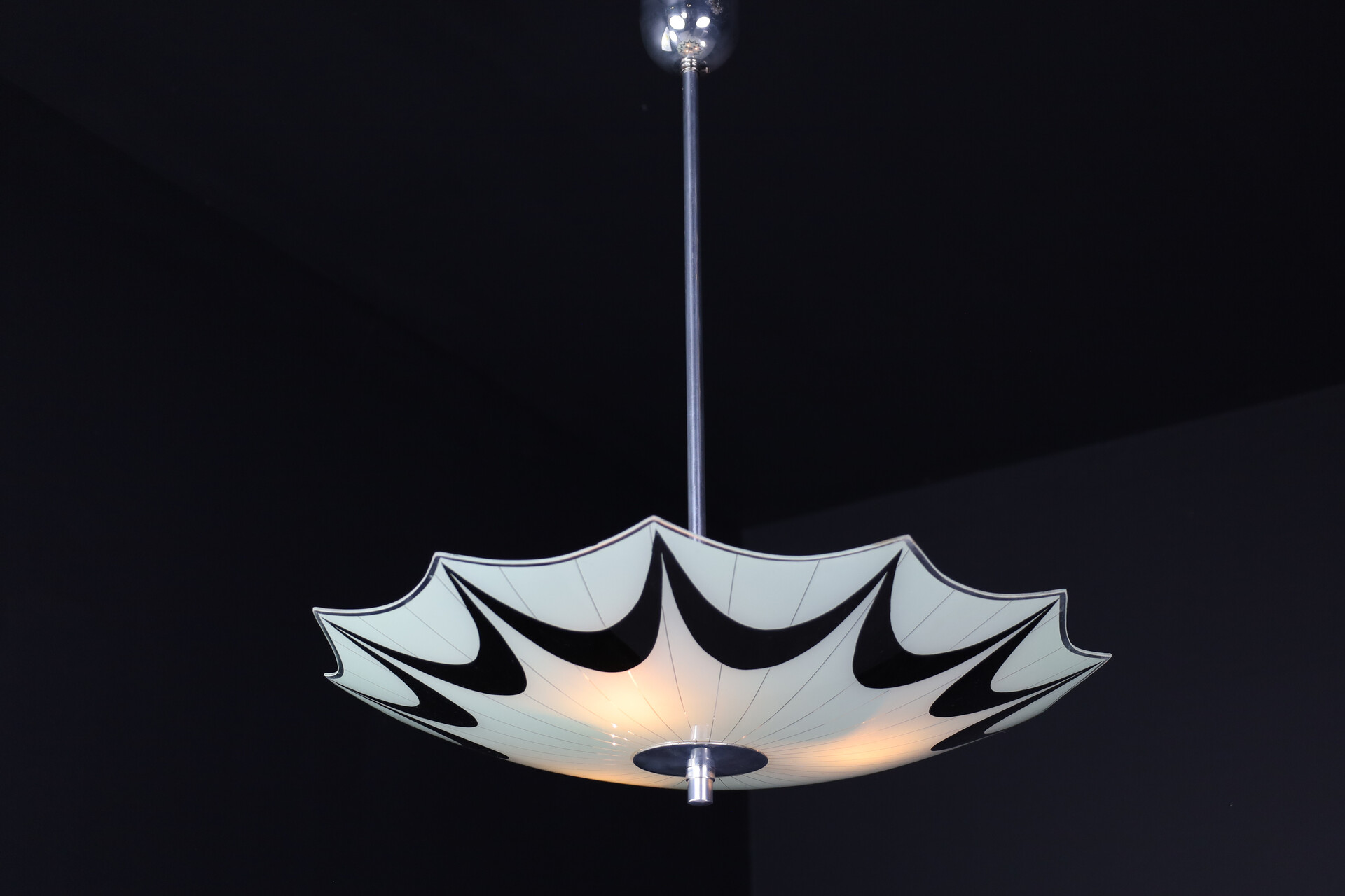 Mid century modern Glass Hanging Pendant Lamp Brussels World Expo 1958 