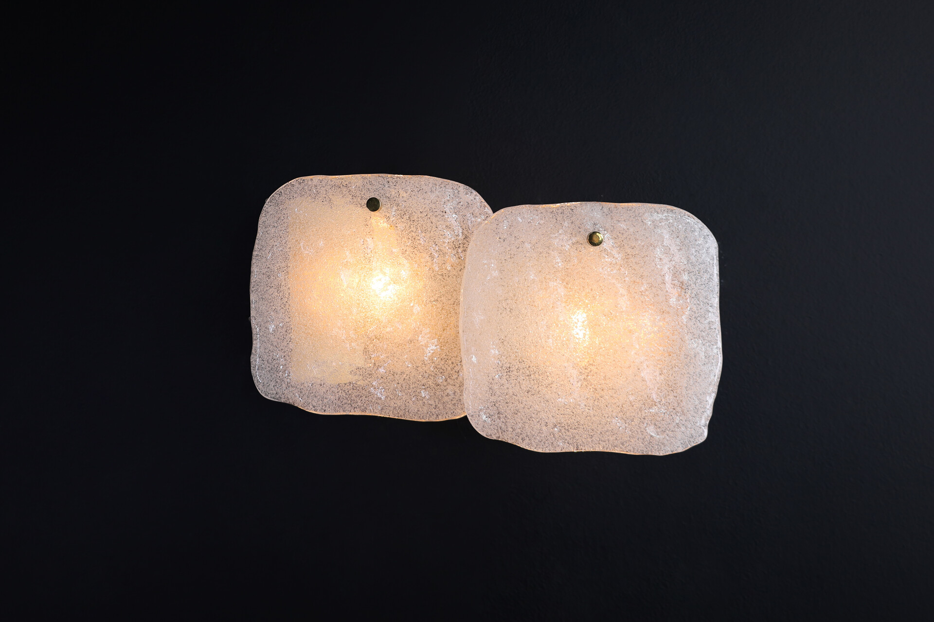 Mid century modern Glass Kalmar Ice Glass Panel Wall Lights sconces, 1960s Mid-20th century