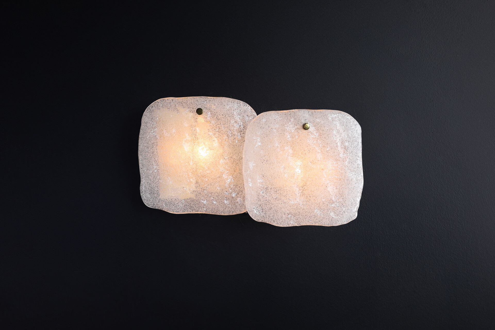 Mid century modern Glass Kalmar Ice Glass Panel Wall Lights sconces, 1960s Mid-20th century