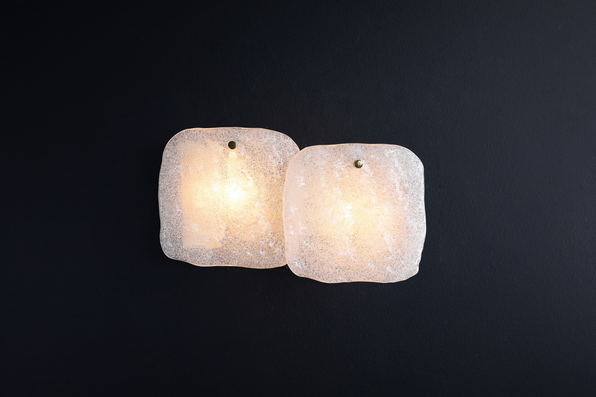 Mid century modern Glass Kalmar Ice Glass Panel Wall Lights sconces, 1960s Mid-20th century