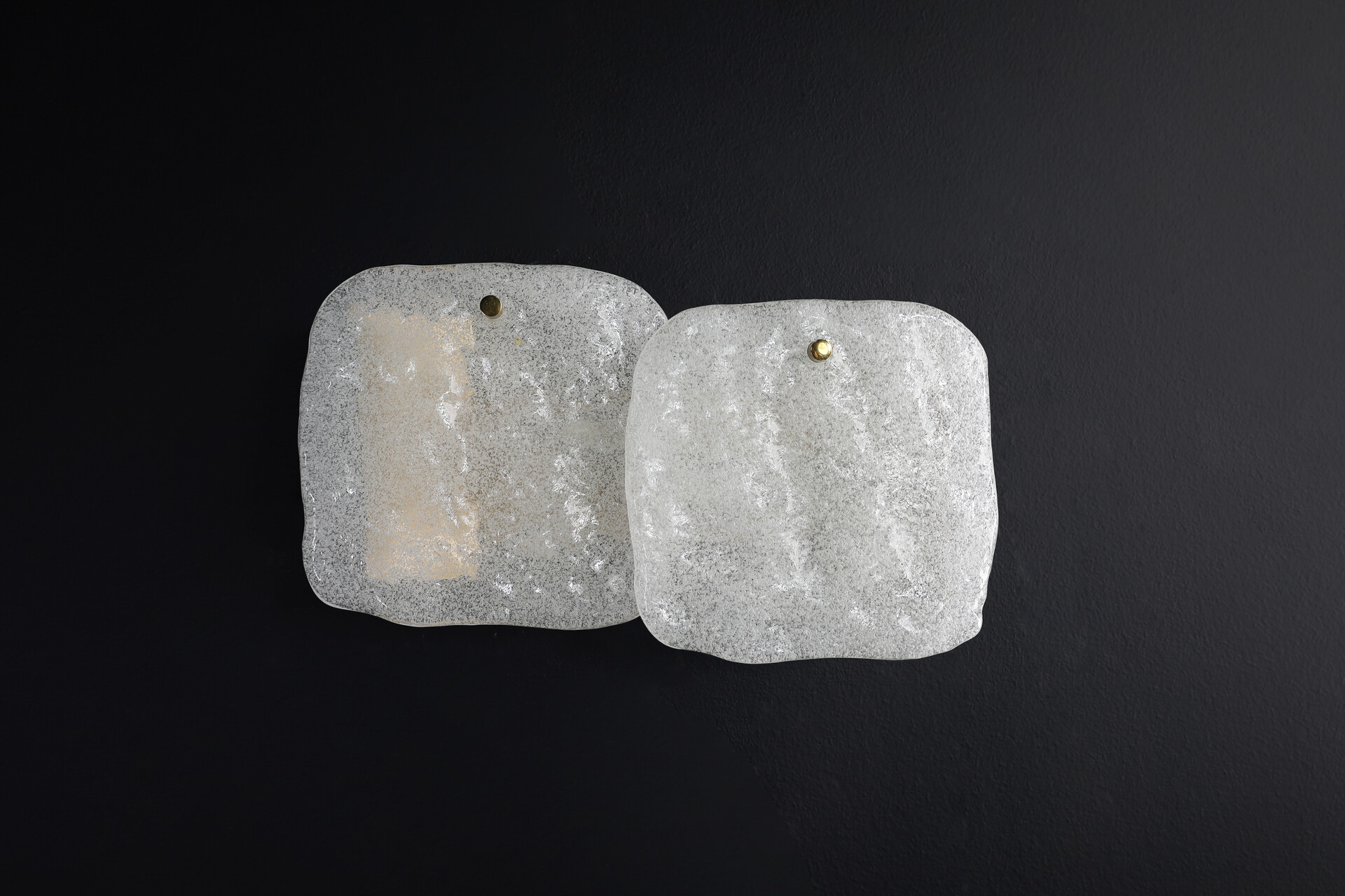 Mid century modern Glass Kalmar Ice Glass Panel Wall Lights sconces, 1960s Mid-20th century