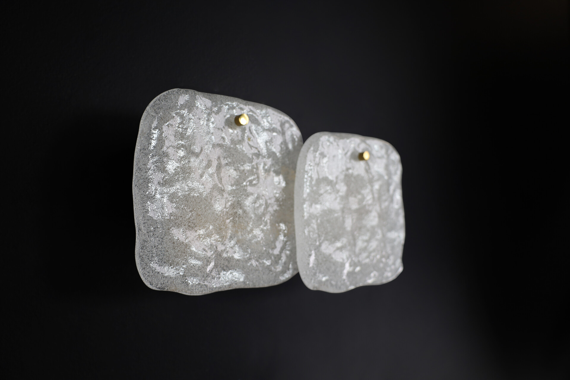 Mid century modern Glass Kalmar Ice Glass Panel Wall Lights sconces, 1960s Mid-20th century