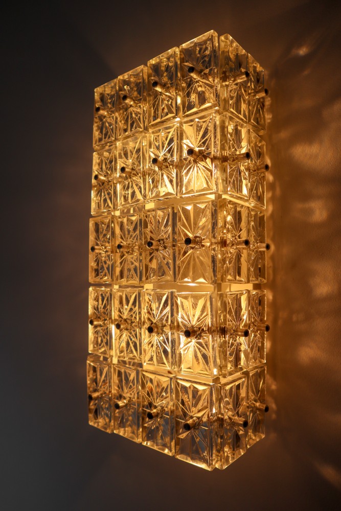 Mid century modern Glass Wall Lights Manufactured in Germany by Kinkeldey 1970s Mid-20th century