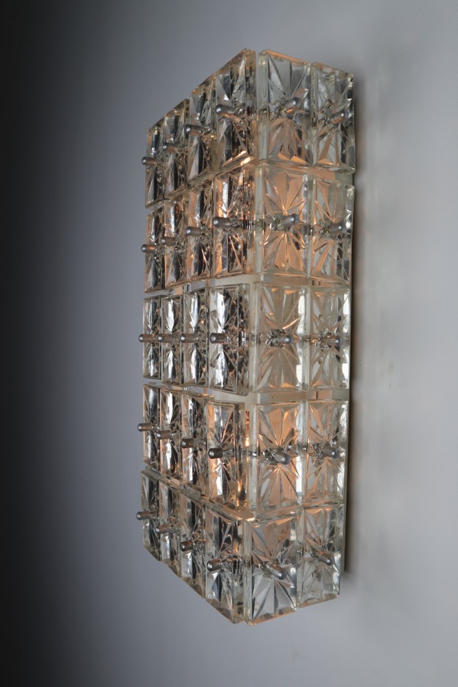 Mid century modern Glass Wall Lights Manufactured in Germany by Kinkeldey 1970s Mid-20th century