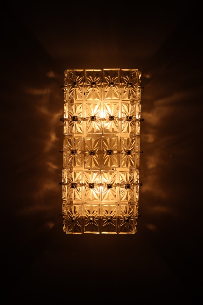 Mid century modern Glass Wall Lights Manufactured in Germany by Kinkeldey 1970s Mid-20th century