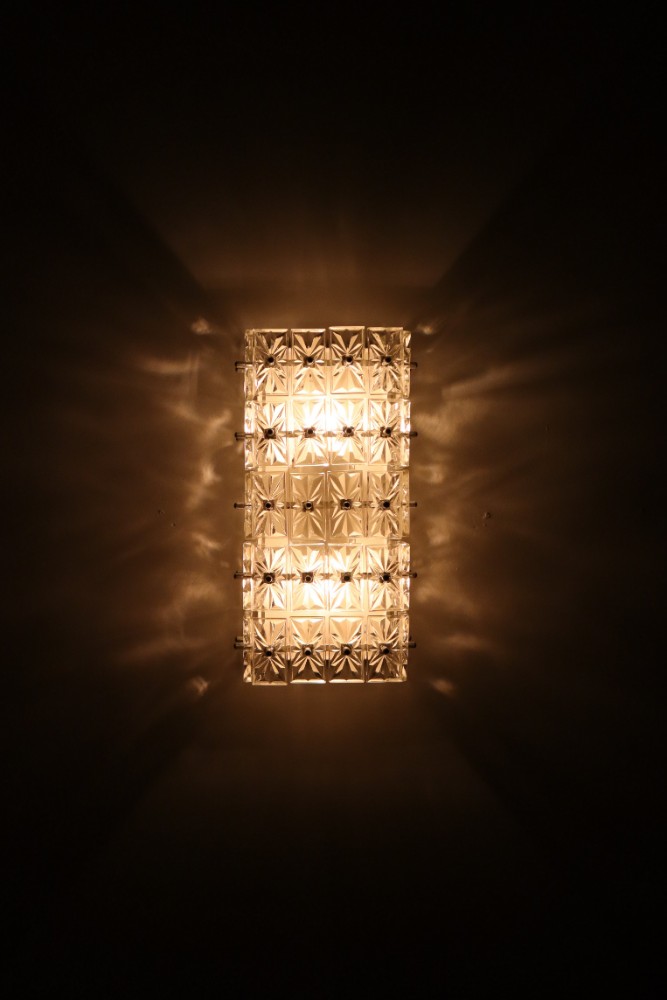 Mid century modern Glass Wall Lights Manufactured in Germany by Kinkeldey 1970s Mid-20th century