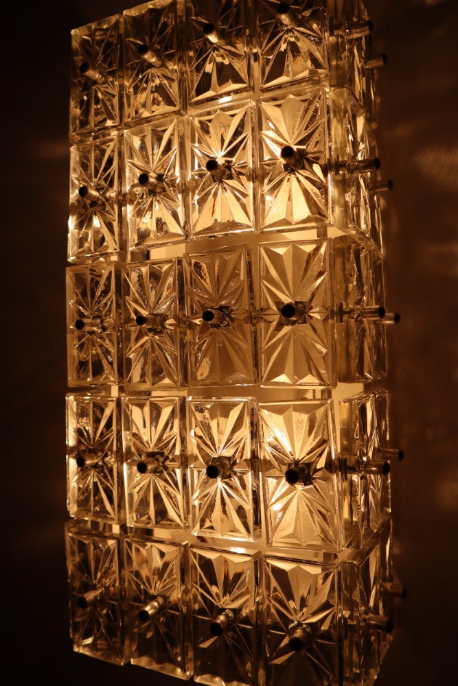 Mid century modern Glass Wall Lights Manufactured in Germany by Kinkeldey 1970s Mid-20th century