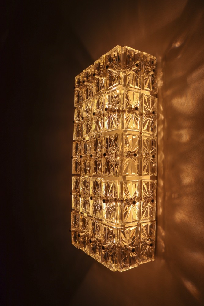 Mid century modern Glass Wall Lights Manufactured in Germany by Kinkeldey 1970s Mid-20th century