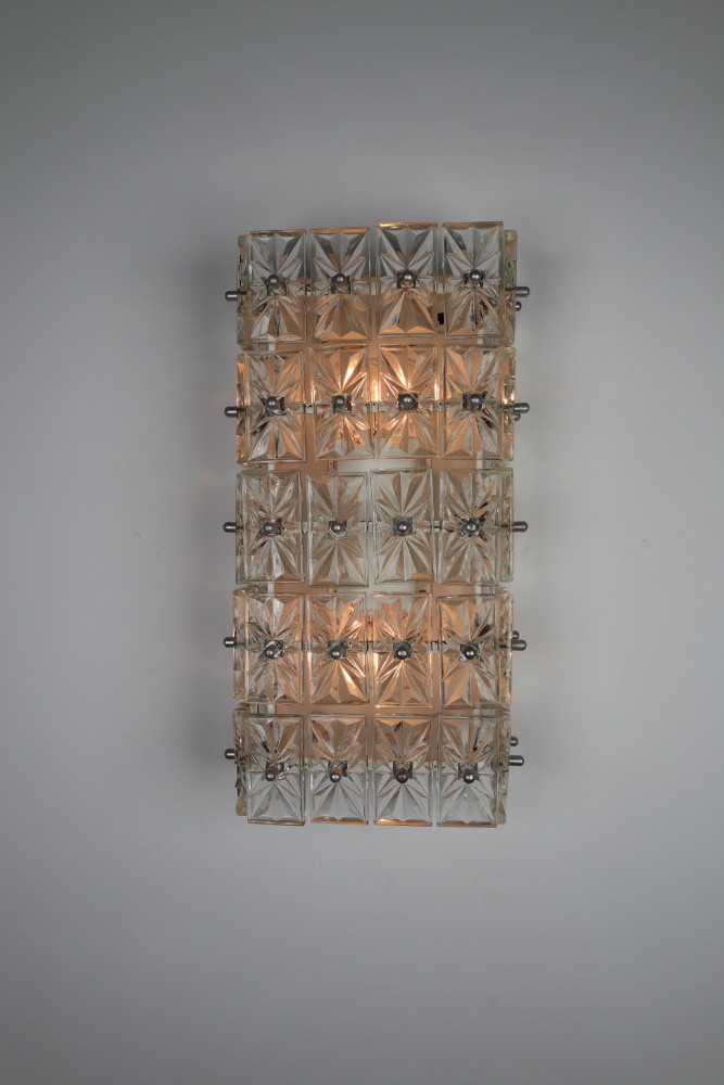 Mid century modern Glass Wall Lights Manufactured in Germany by Kinkeldey 1970s Mid-20th century