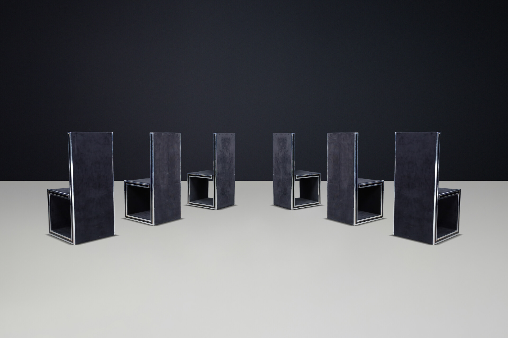 Mid century modern High back Chairs by Willy Rizzo Italy 1970s. Late-20th century