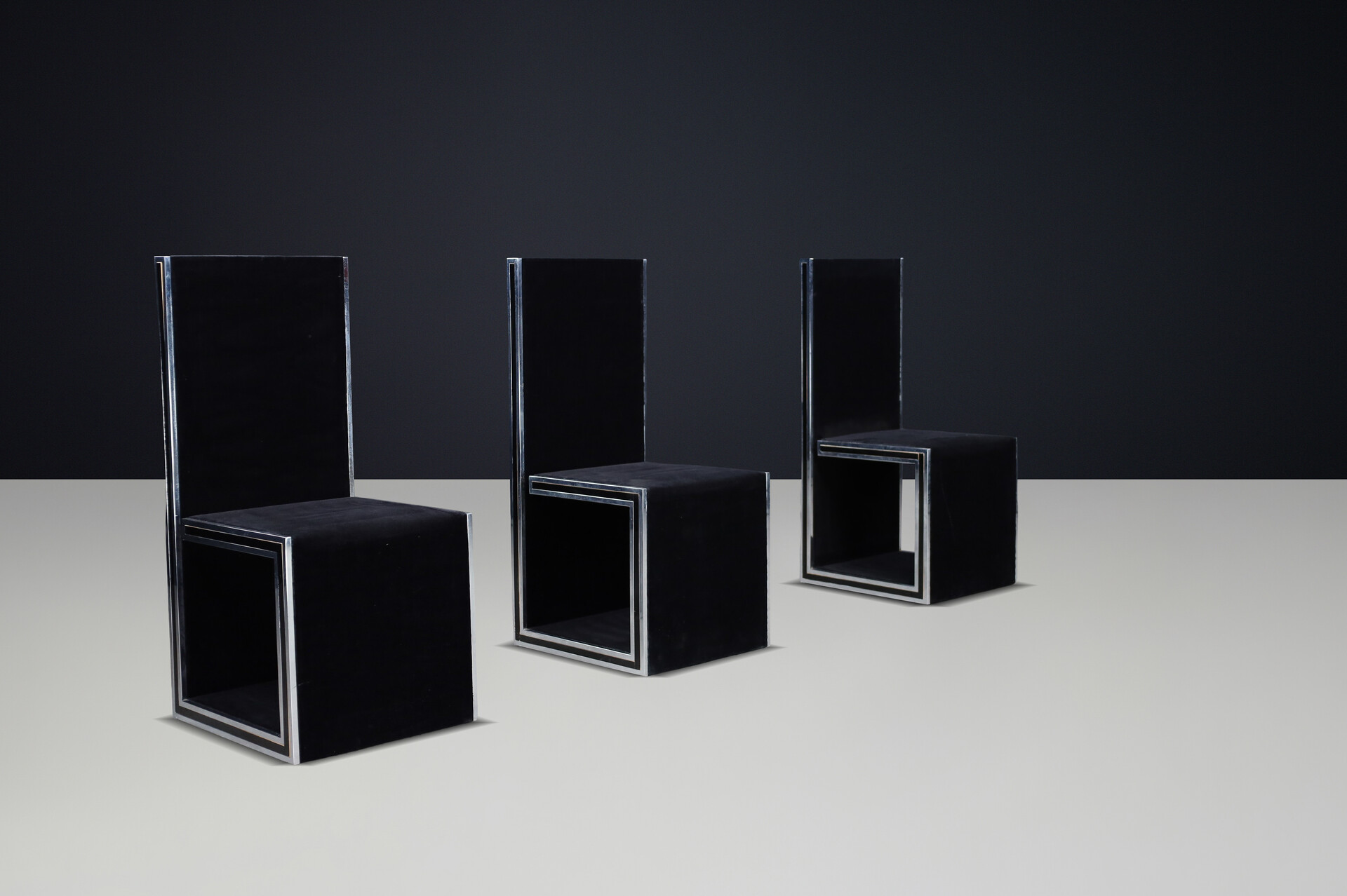 Mid century modern High back Chairs by Willy Rizzo Italy 1970s. Late-20th century