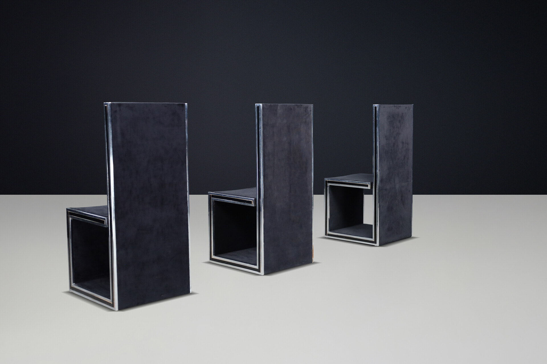 Mid century modern High back Chairs by Willy Rizzo Italy 1970s. Late-20th century