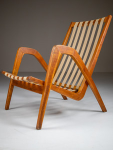 Mid Century Modern Highback Armchair In Oak 1940s Mid-20th century