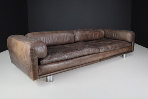 Mid century modern Howard Keith for HK Furniture, 'Diplomat' sofa, patinated leather, United Kingdom 1970s Late-20th century