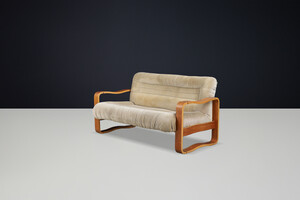 Mid century modern Jan Bocan sofa in bentwood and original fabric – Czech Republic, circa 1970 Late-20th century