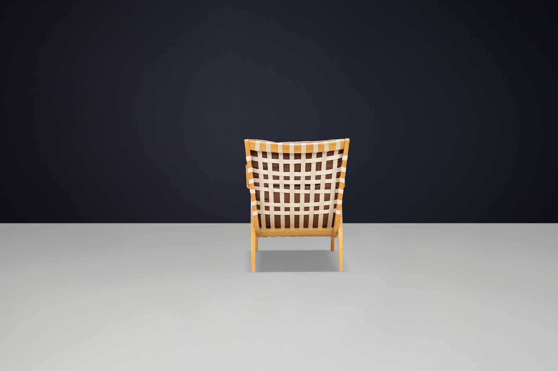 Mid century modern Jan Vanek Easy Chair in Oak ,Canvas and original upholstery , Praque 1930s Mid-20th century