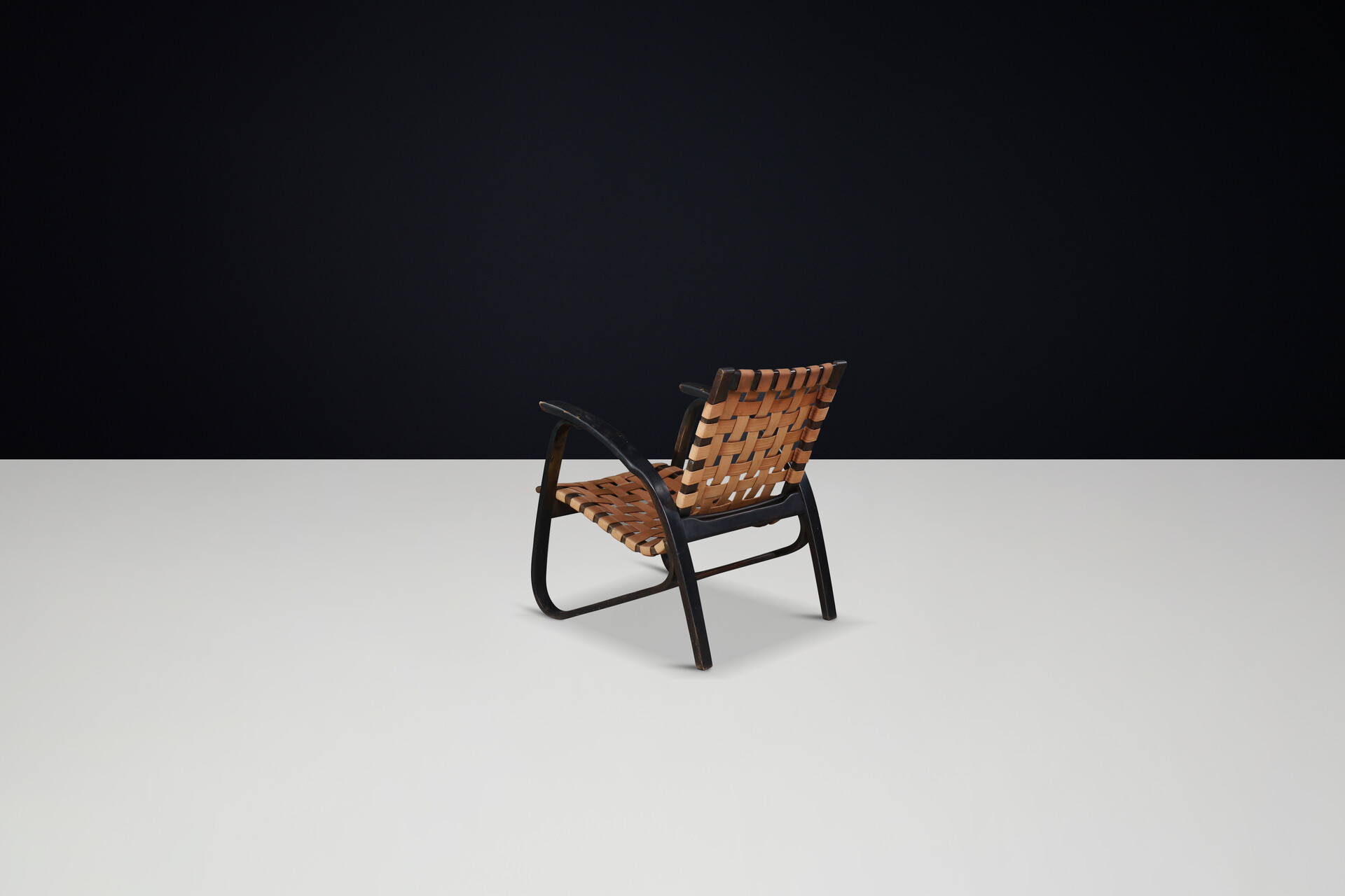 Mid century modern Jan Vanek Lounge chair in bentwood and canvas, Praque, the 1930s Mid-20th century