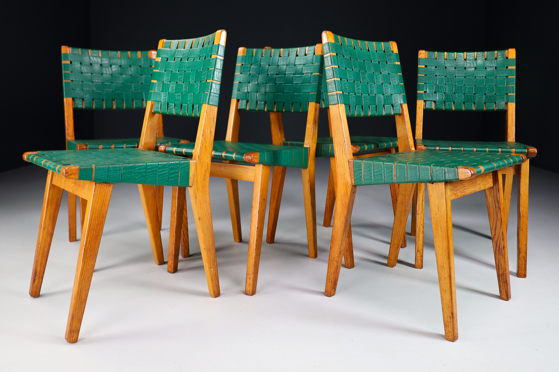 Mid century modern Jens Risom for Knoll 666 Side Chairs in Oak, USA 1950s Mid-20th century