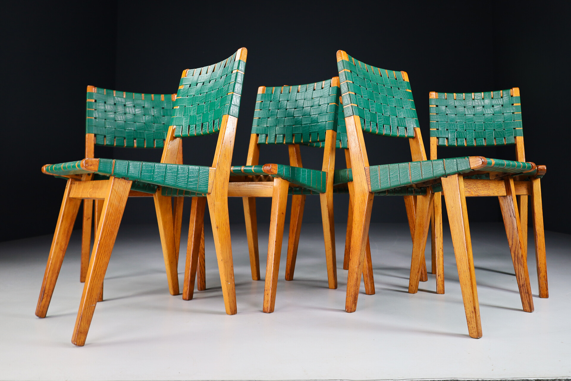 Mid century modern Jens Risom for Knoll 666 Side Chairs in Oak, USA 1950s Mid-20th century