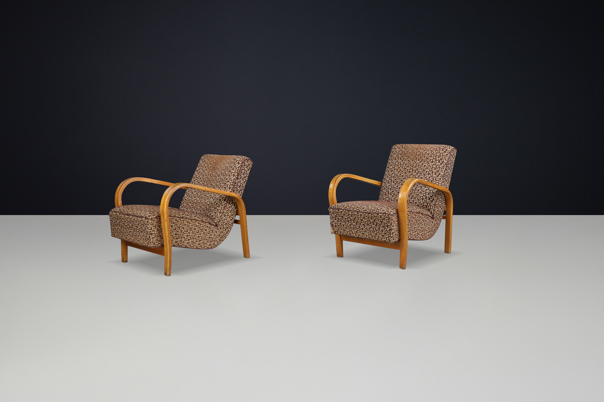 Mid century modern Karel Koželka & Antonín Kropácek Bentwood Armchairs 1940s Mid-20th century