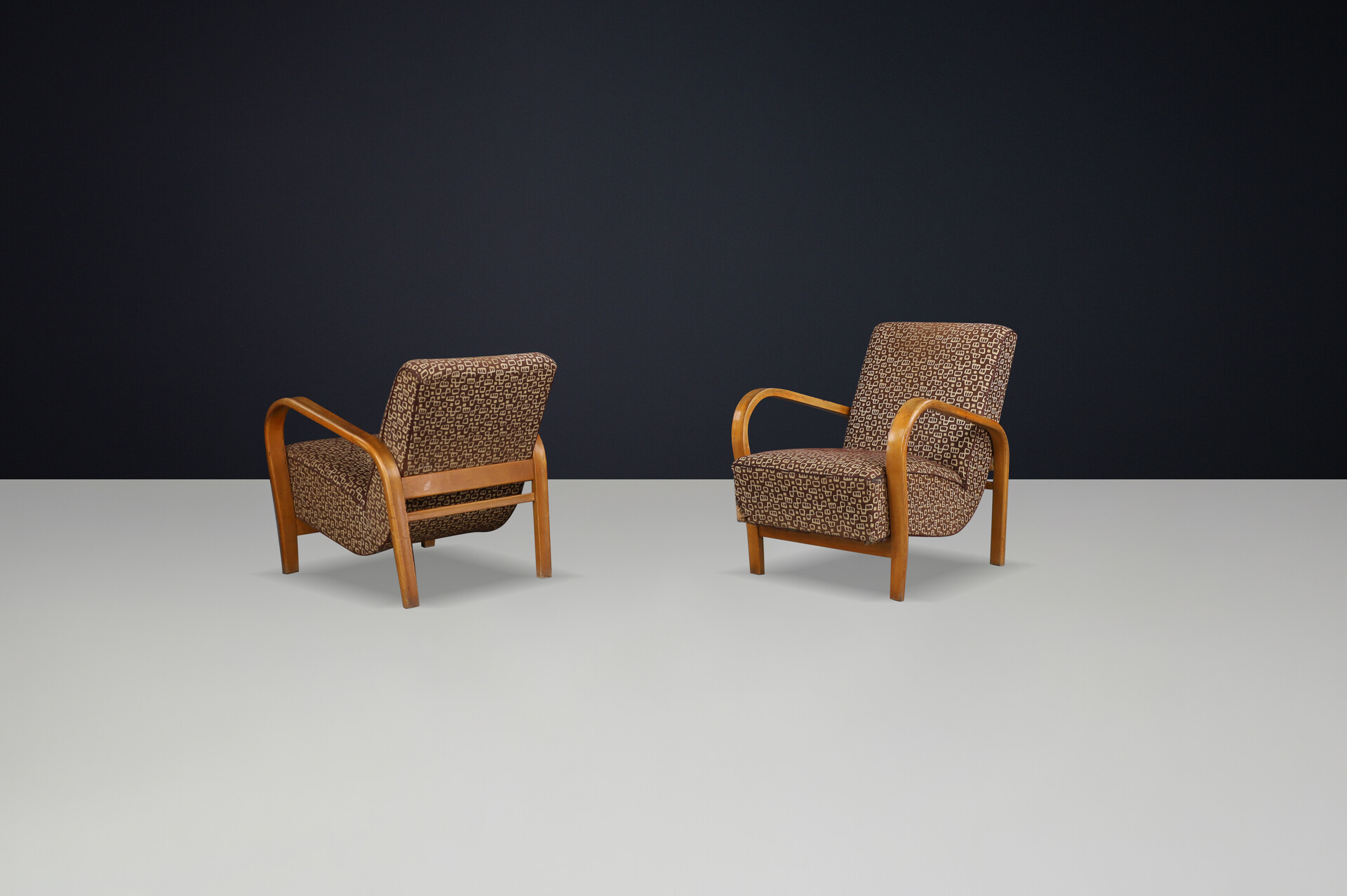 Mid century modern Karel Koželka & Antonín Kropácek Bentwood Armchairs 1940s Mid-20th century