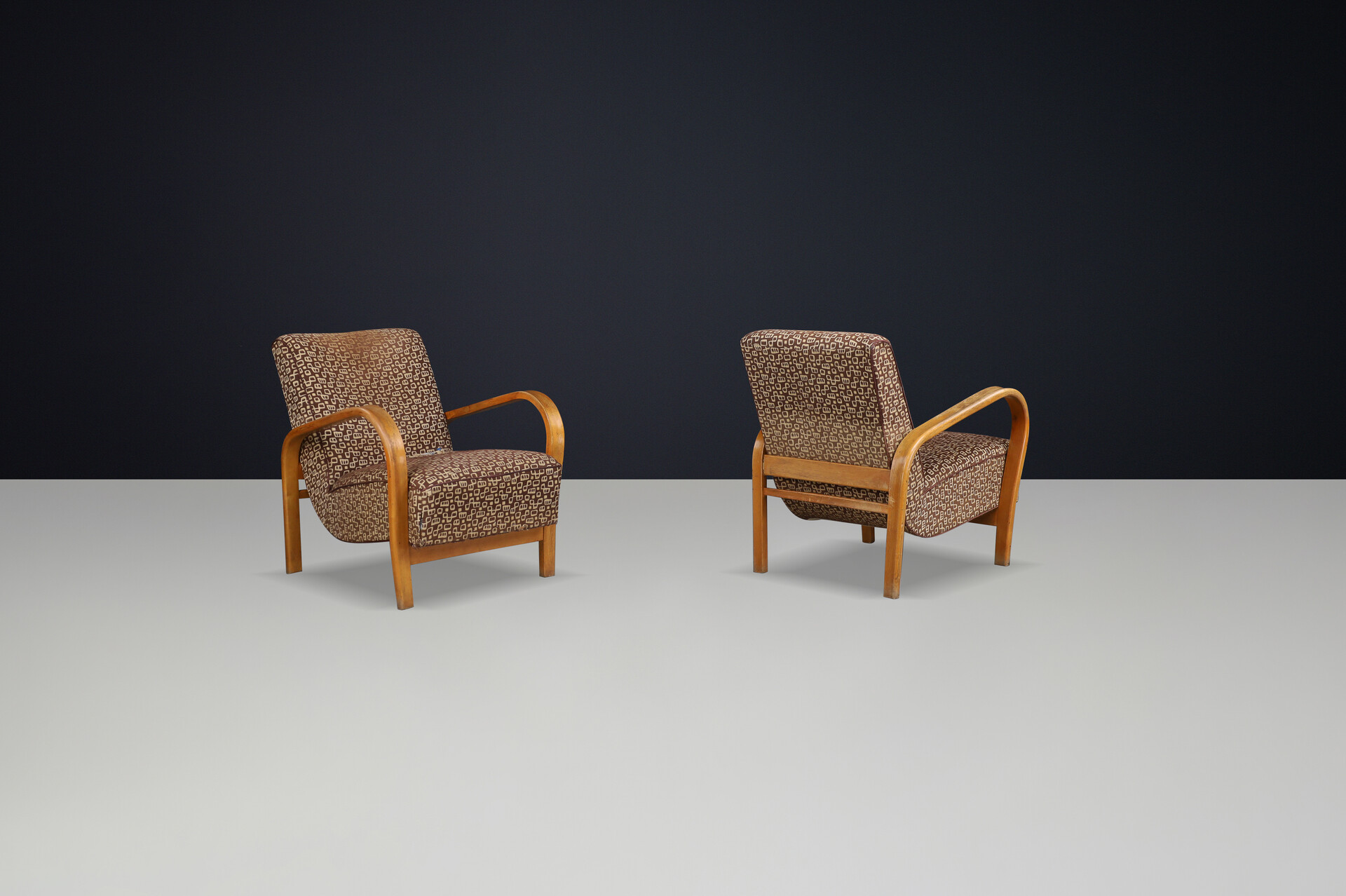 Mid century modern Karel Koželka & Antonín Kropácek Bentwood Armchairs 1940s Mid-20th century