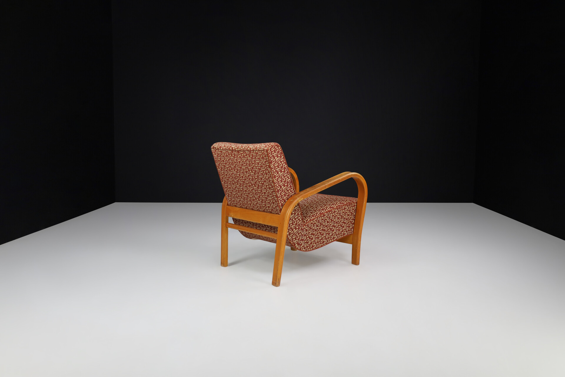 Mid century modern Karel Koželka & Antonín Kropácek Blond Bentwood Armchairs Prague 1940s Mid-20th century