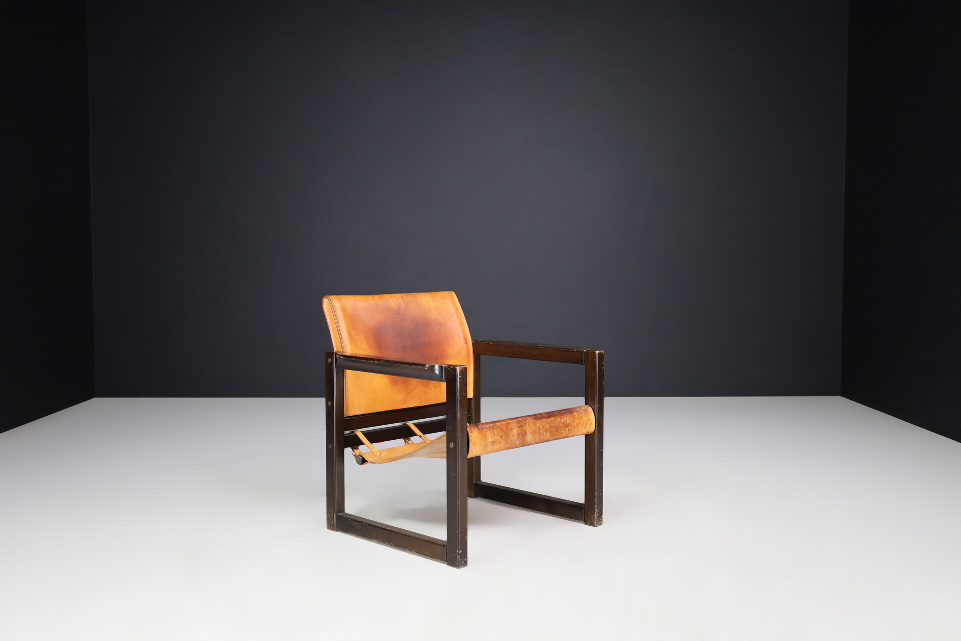 Mid century modern Karin Mobring Cognac Leather Safari Lounge Chairs Ikea, Sweden 1970s Mid-20th century