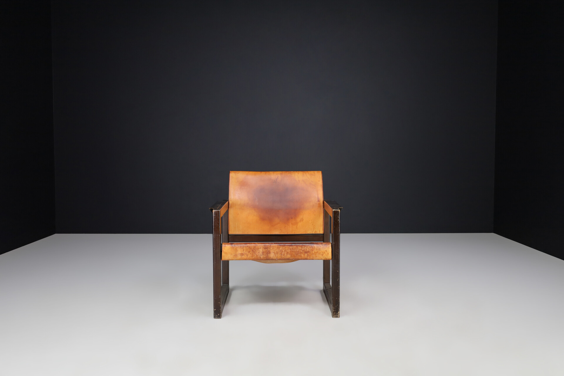 Mid century modern Karin Mobring Cognac Leather Safari Lounge Chairs Ikea, Sweden 1970s Mid-20th century