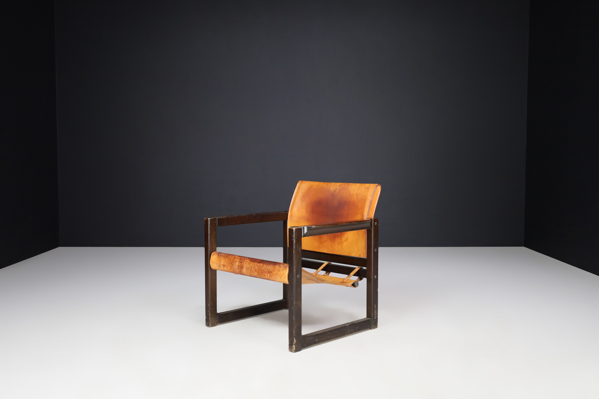 Mid century modern Karin Mobring Cognac Leather Safari Lounge Chairs Ikea, Sweden 1970s Mid-20th century