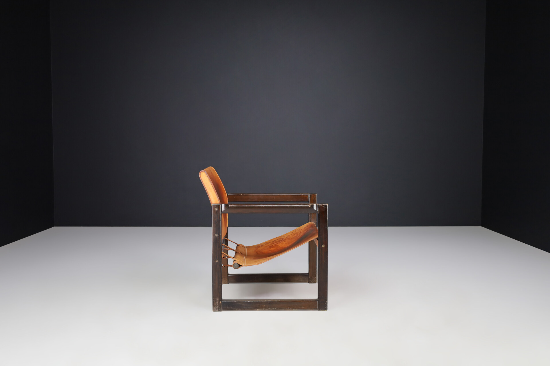 Mid century modern Karin Mobring Cognac Leather Safari Lounge Chairs Ikea, Sweden 1970s Mid-20th century