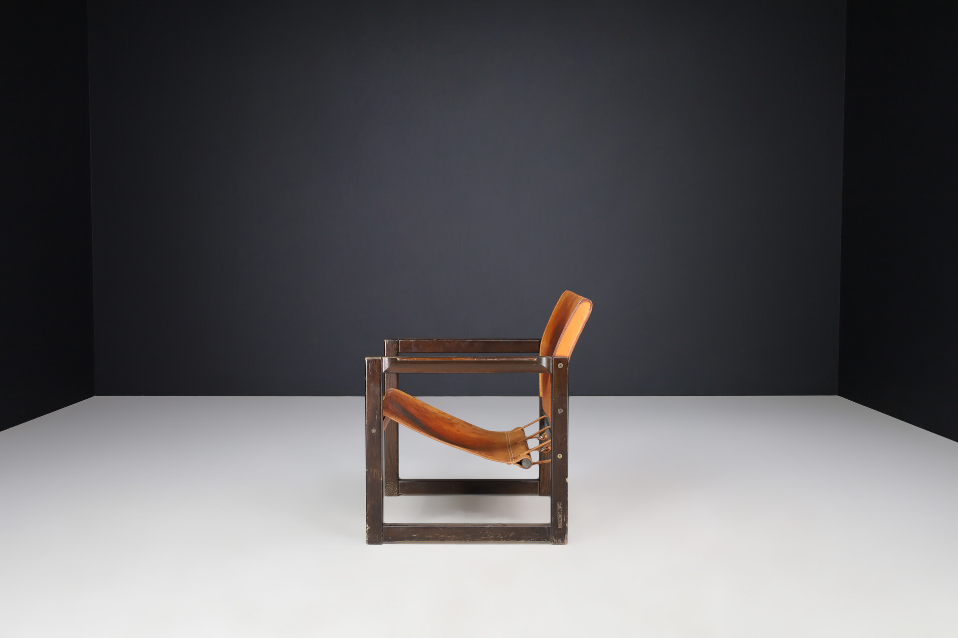Mid century modern Karin Mobring Cognac Leather Safari Lounge Chairs Ikea, Sweden 1970s Mid-20th century
