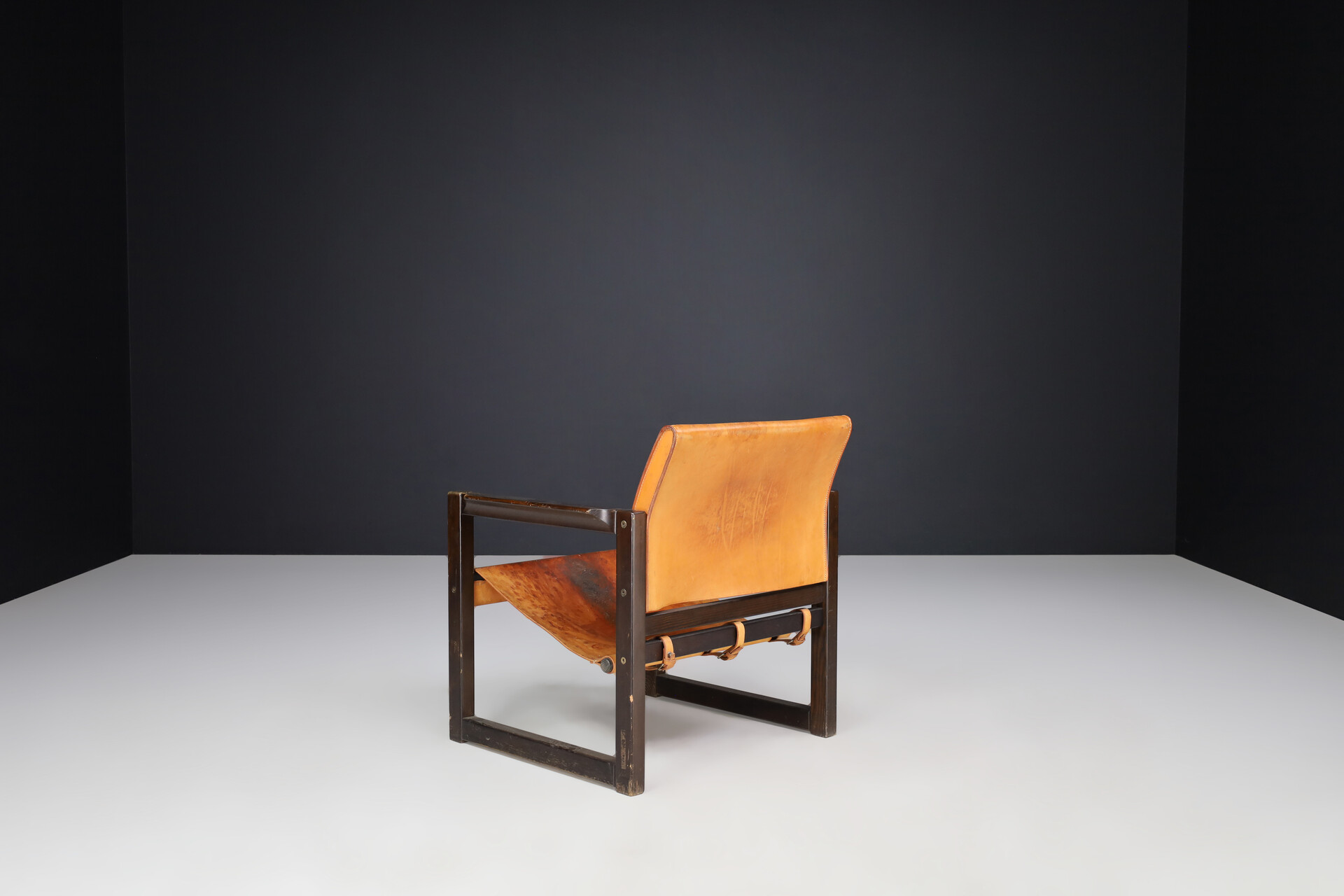 Mid century modern Karin Mobring Cognac Leather Safari Lounge Chairs Ikea, Sweden 1970s Mid-20th century