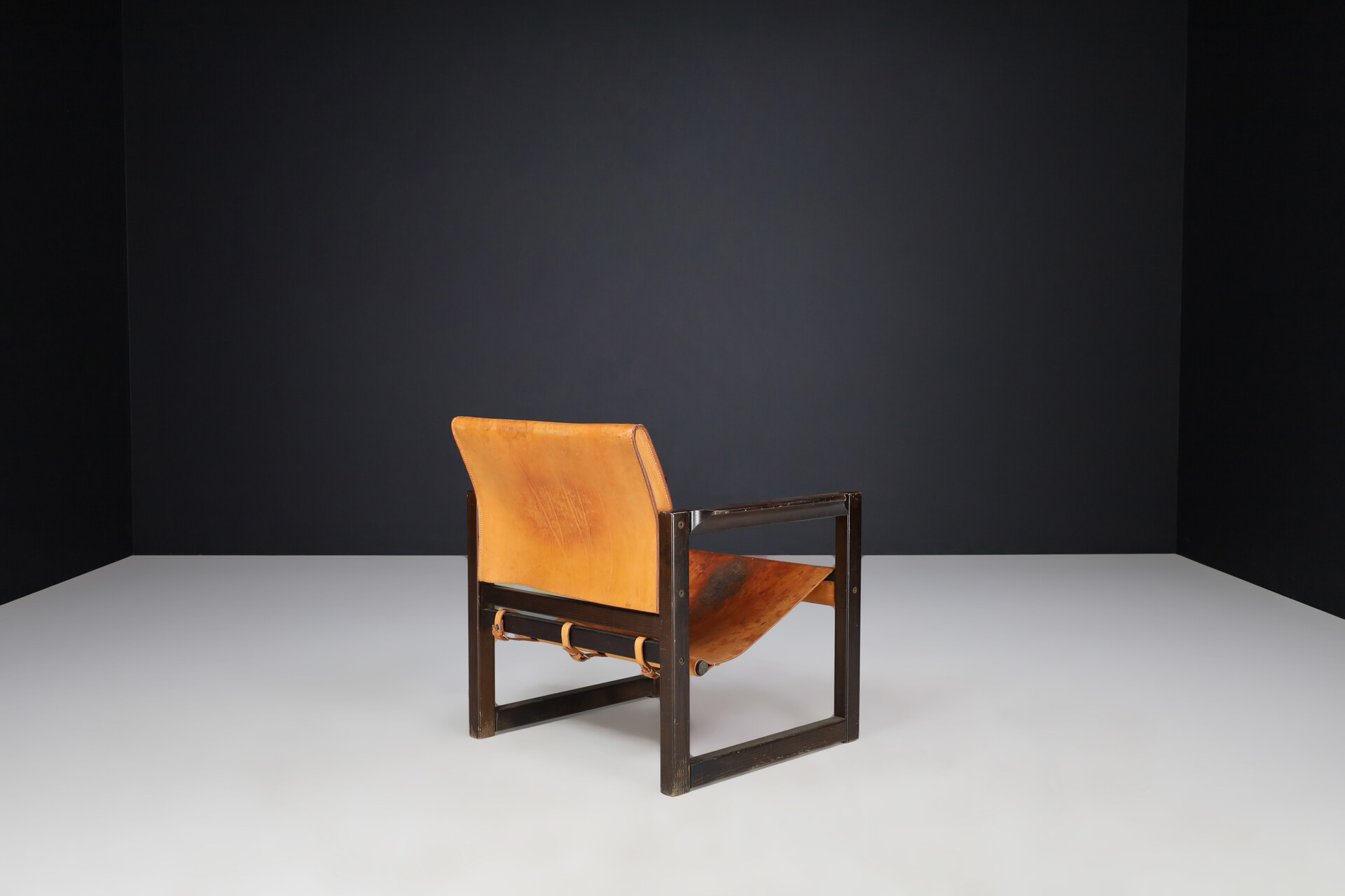 Mid century modern Karin Mobring Cognac Leather Safari Lounge Chairs Ikea, Sweden 1970s Mid-20th century