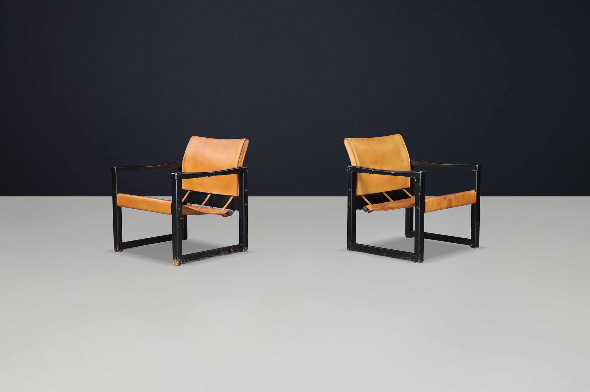 Mid century modern Karin Mobring Safari Lounge Chairs in Cognac Leather, Sweden, 1970s Late-20th century