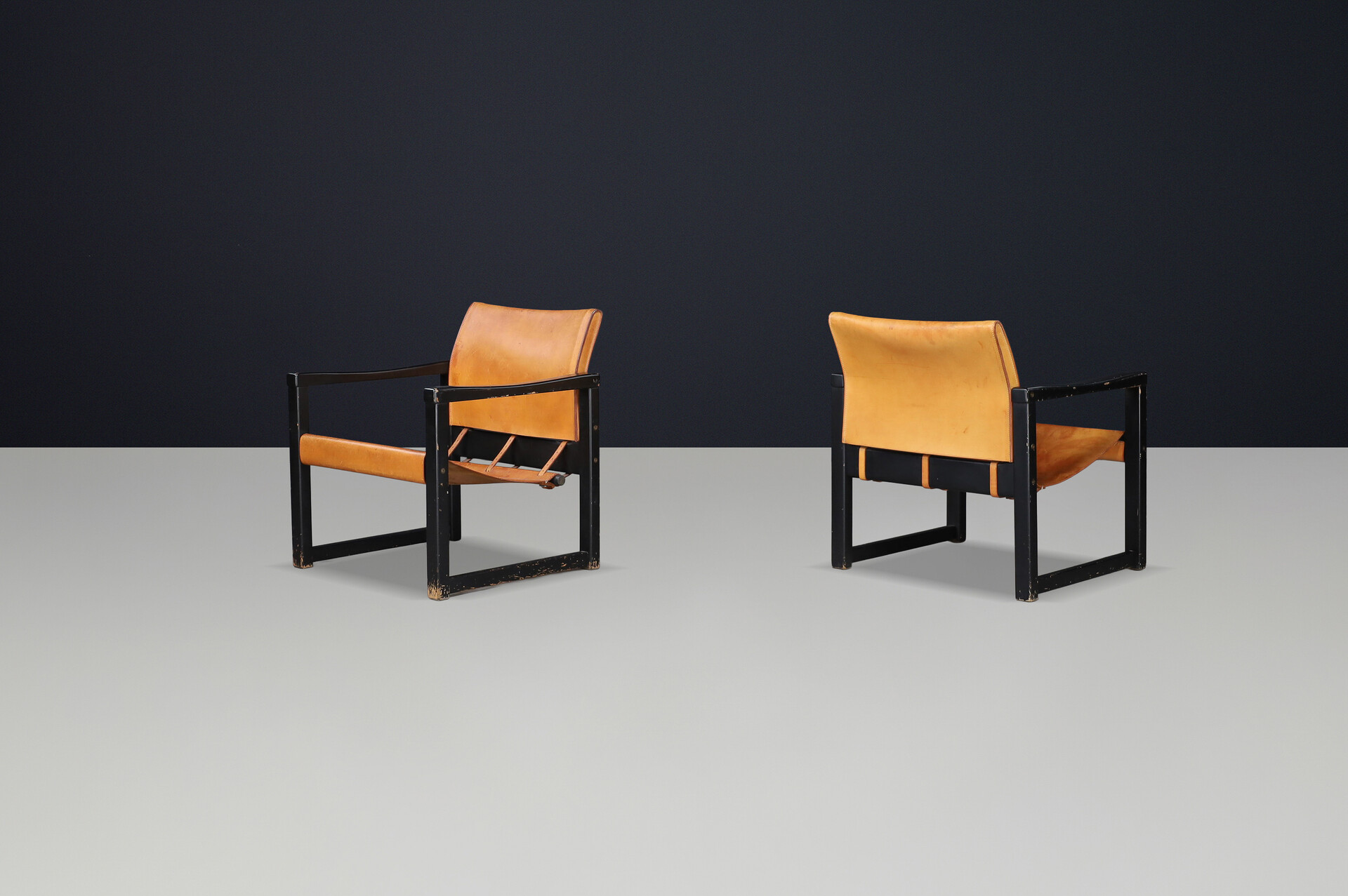 Mid century modern Karin Mobring Safari Lounge Chairs in Cognac Leather, Sweden, 1970s Late-20th century