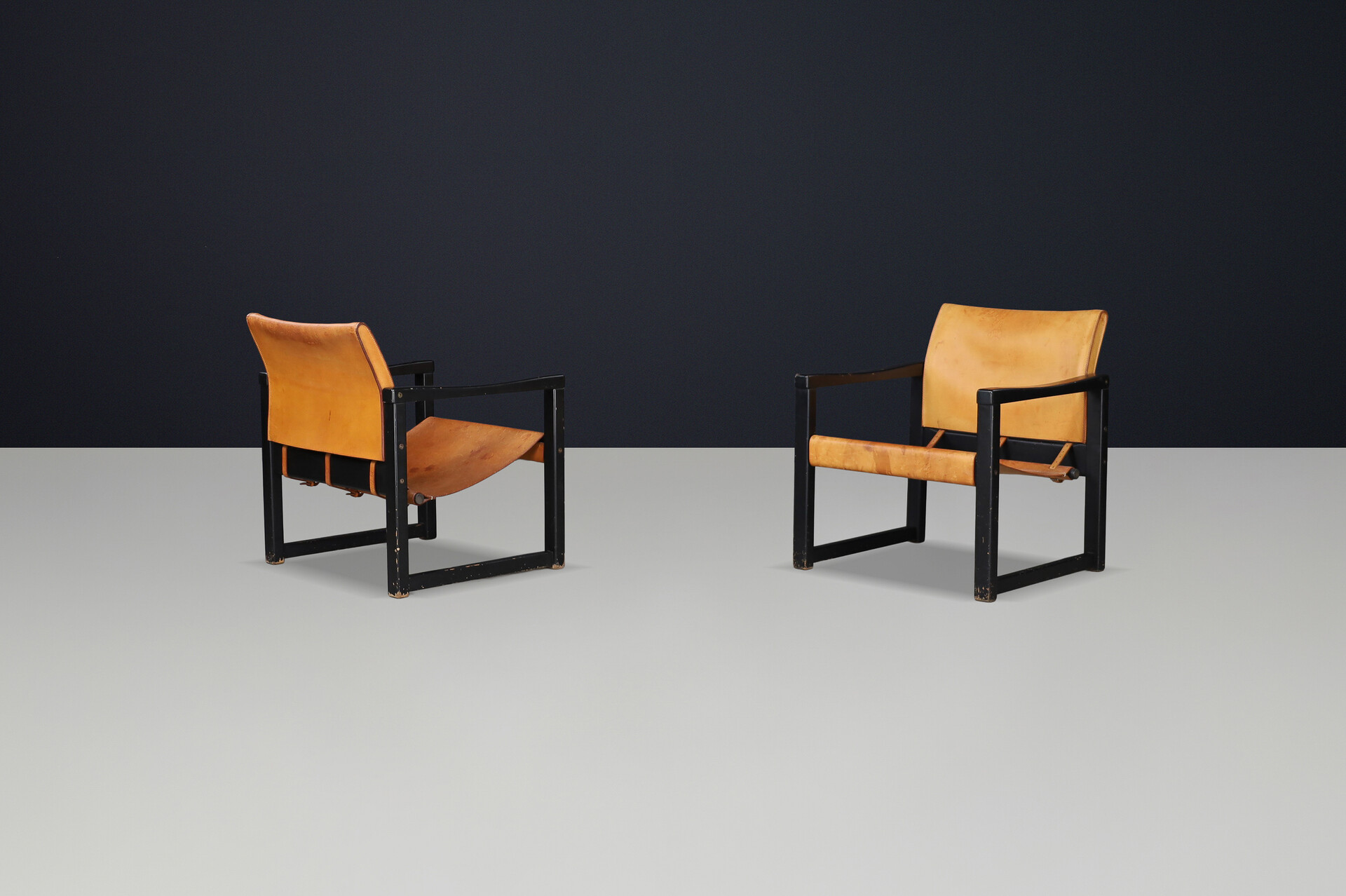 Mid century modern Karin Mobring Safari Lounge Chairs in Cognac Leather, Sweden, 1970s Late-20th century