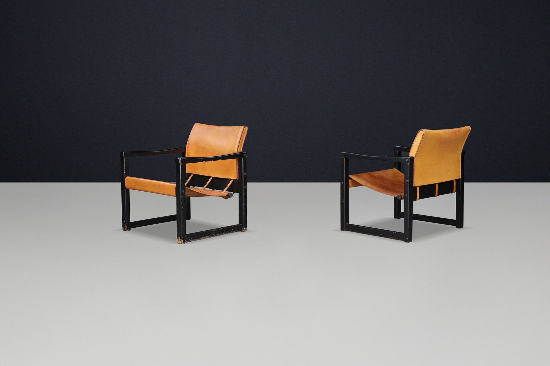 Mid century modern Karin Mobring Safari Lounge Chairs in Cognac Leather, Sweden, 1970s Late-20th century