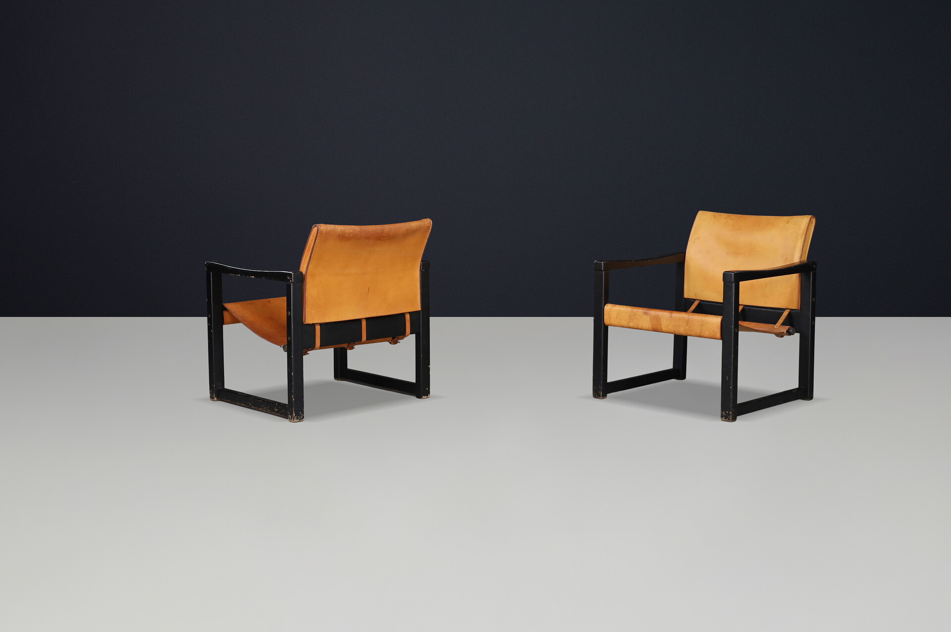 Mid century modern Karin Mobring Safari Lounge Chairs in Cognac Leather, Sweden, 1970s Late-20th century