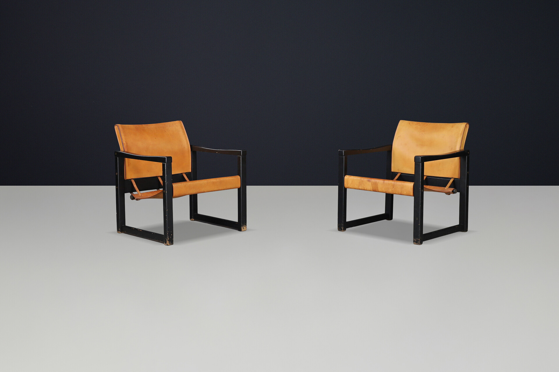 Mid century modern Karin Mobring Safari Lounge Chairs in Cognac Leather, Sweden, 1970s Late-20th century