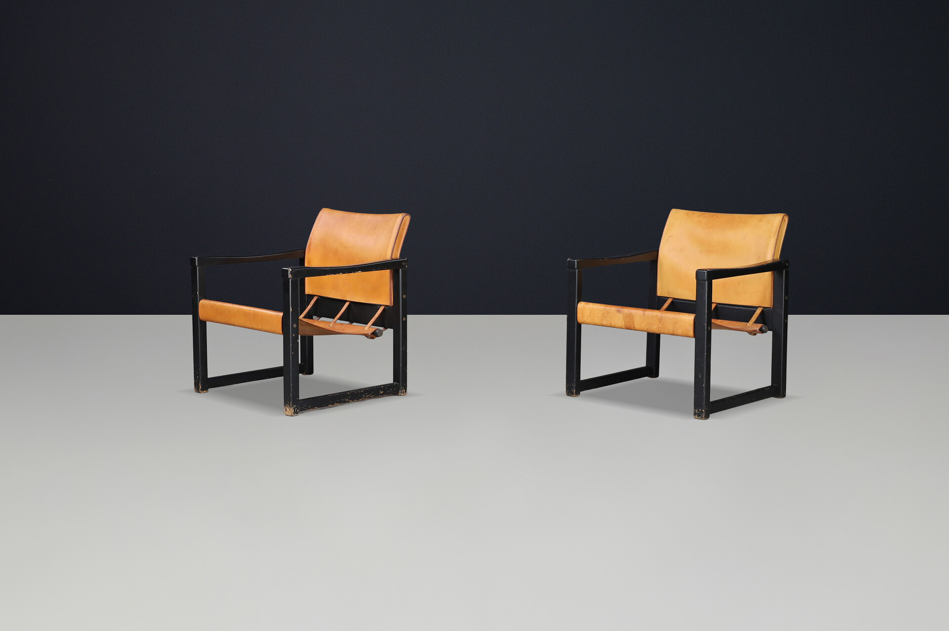 Mid century modern Karin Mobring Safari Lounge Chairs in Cognac Leather, Sweden, 1970s Late-20th century