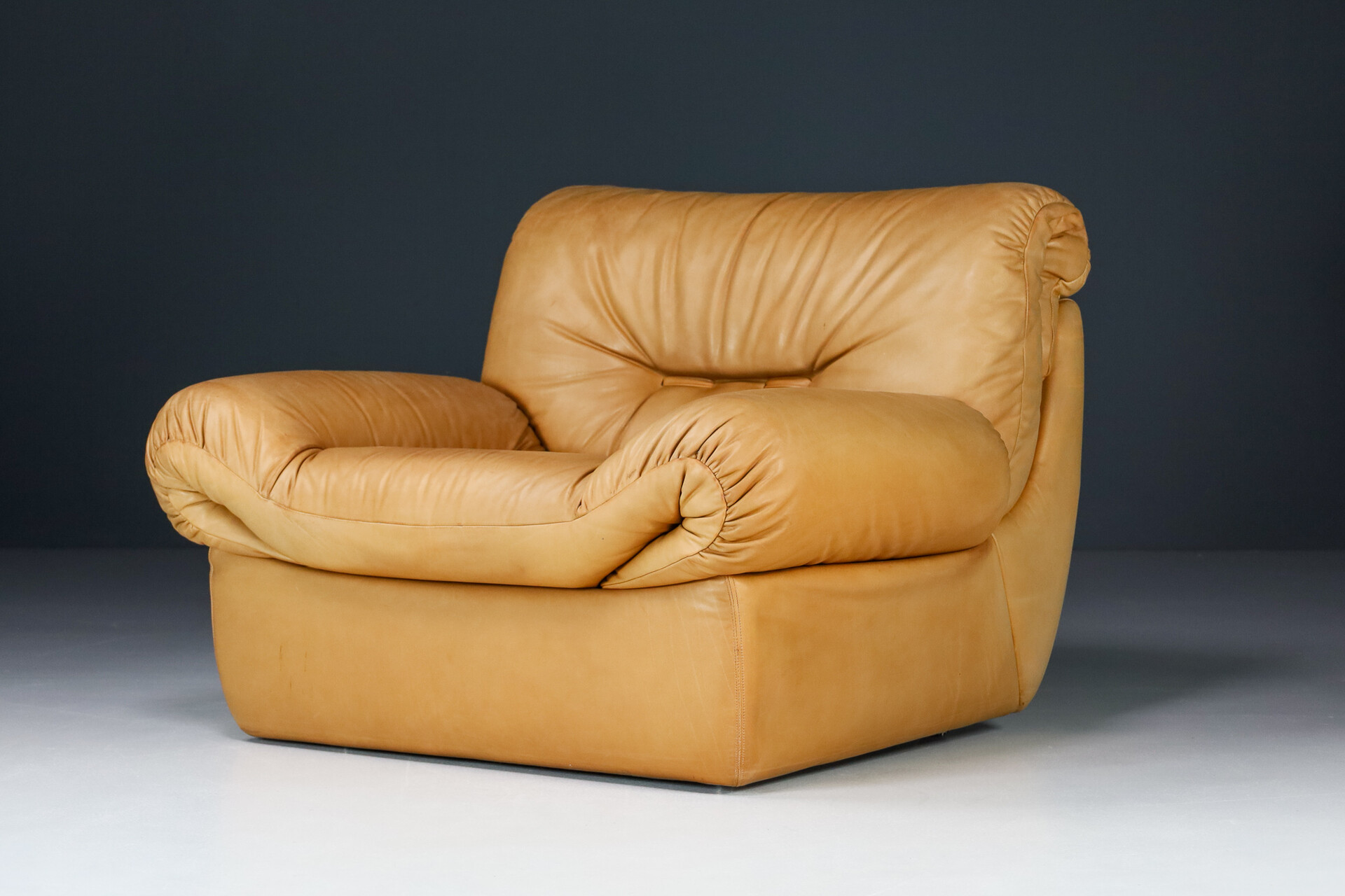 Mid century modern Karl Wittmann Chairman/ Lounge chair Cognac Brown Leather by Bruno Egger, Austria 1971 Mid-20th century