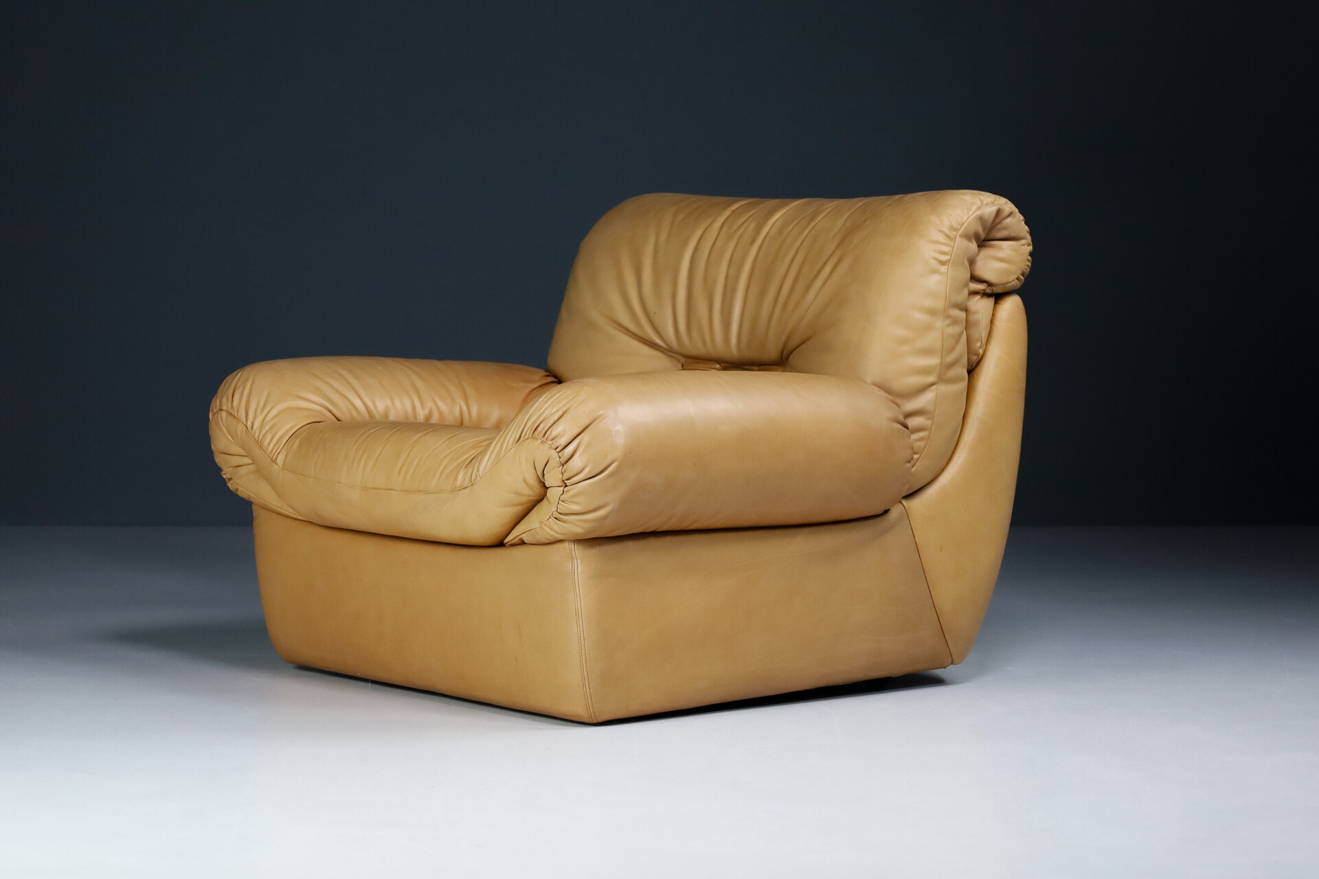 Mid century modern Karl Wittmann Chairman/ Lounge chair Cognac Brown Leather by Bruno Egger, Austria 1971 Mid-20th century