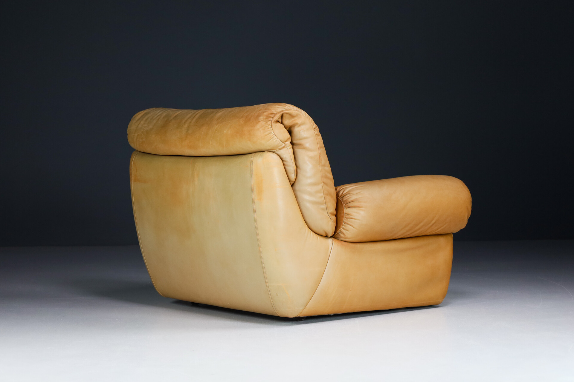 Mid century modern Karl Wittmann Chairman/ Lounge chair Cognac Brown Leather by Bruno Egger, Austria 1971 Mid-20th century