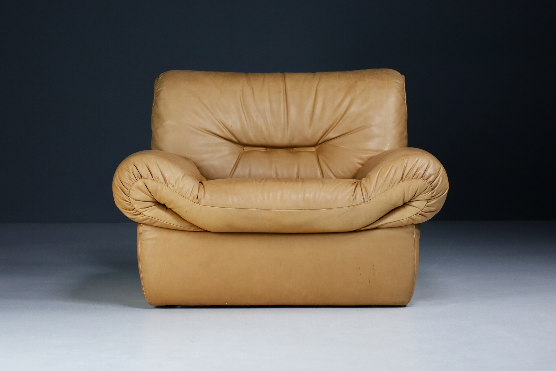 Mid century modern Karl Wittmann Chairman/ Lounge chair Cognac Brown Leather by Bruno Egger, Austria 1971 Mid-20th century
