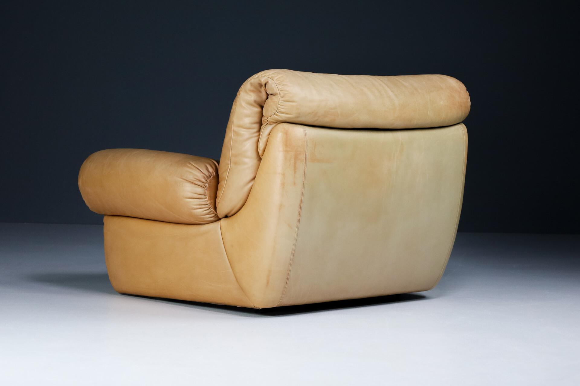 Mid century modern Karl Wittmann Chairman/ Lounge chair Cognac Brown Leather by Bruno Egger, Austria 1971 Mid-20th century