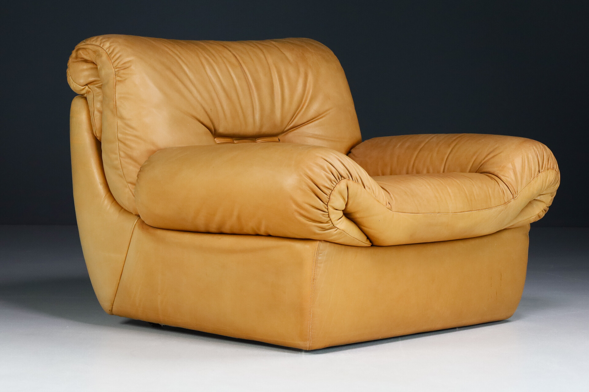 Mid century modern Karl Wittmann Chairman/ Lounge chair Cognac Brown Leather by Bruno Egger, Austria 1971 Mid-20th century