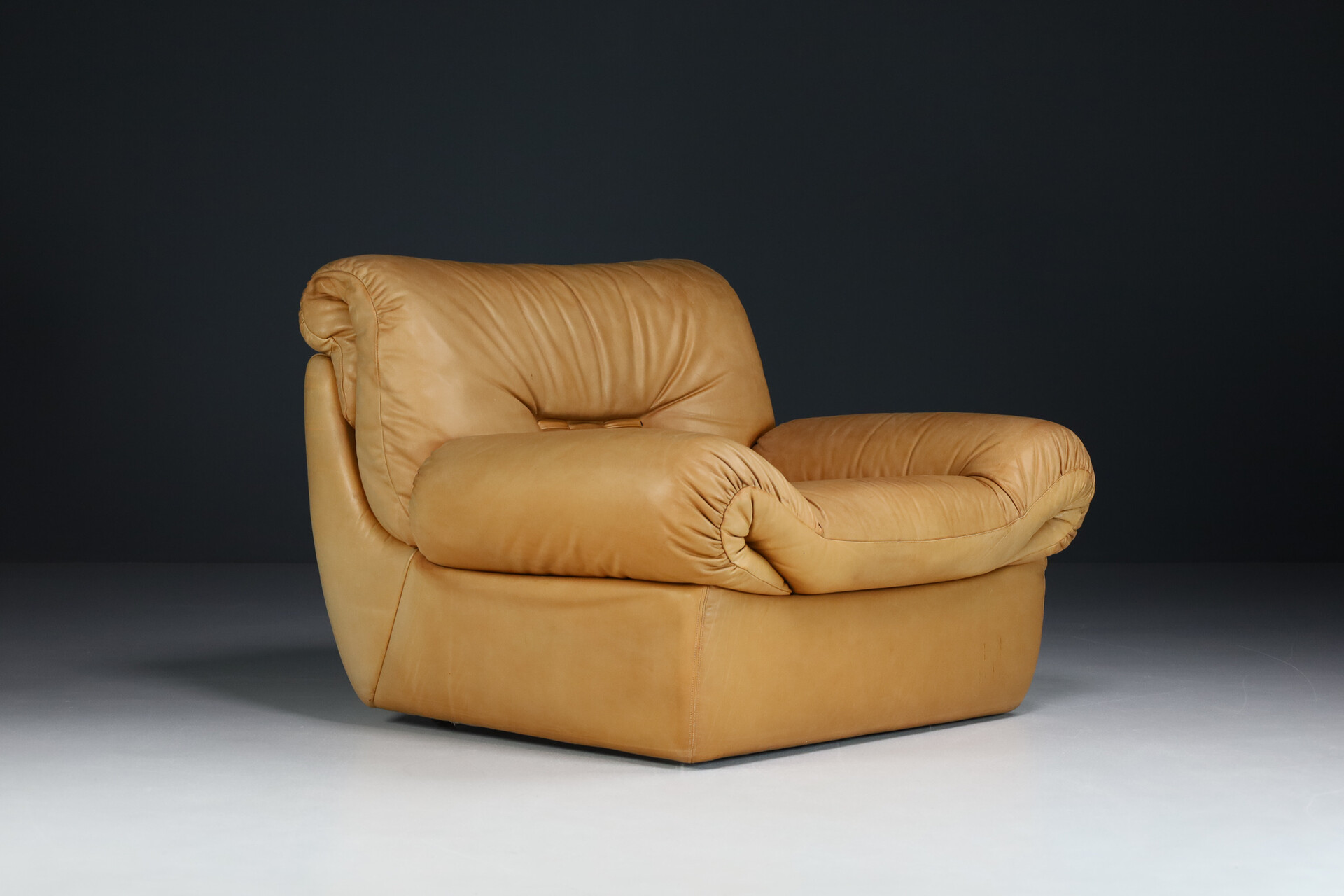 Mid century modern Karl Wittmann Chairman/ Lounge chair Cognac Brown Leather by Bruno Egger, Austria 1971 Mid-20th century