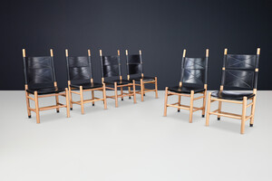 Mid century modern “Kentucky” Dining room chairs designed by Carlo Scarpa for Bernini, Italy 1977. Late-20th century