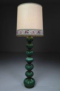 Mid century modern Large Green Ceramic Floor Lamp from Kaiser Leuchten, Germany, 1960s Mid-20th century